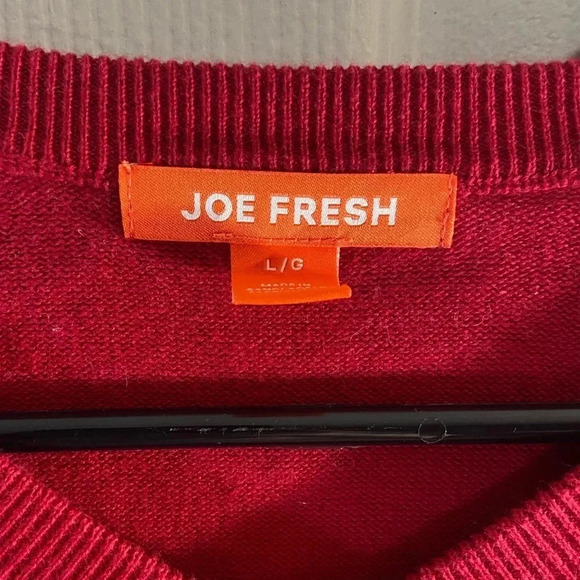 ♦️🖍️ Joe Fresh mens Pullover  sweater knitwear Sz L Red Cotton. - Picture 2 of 3
